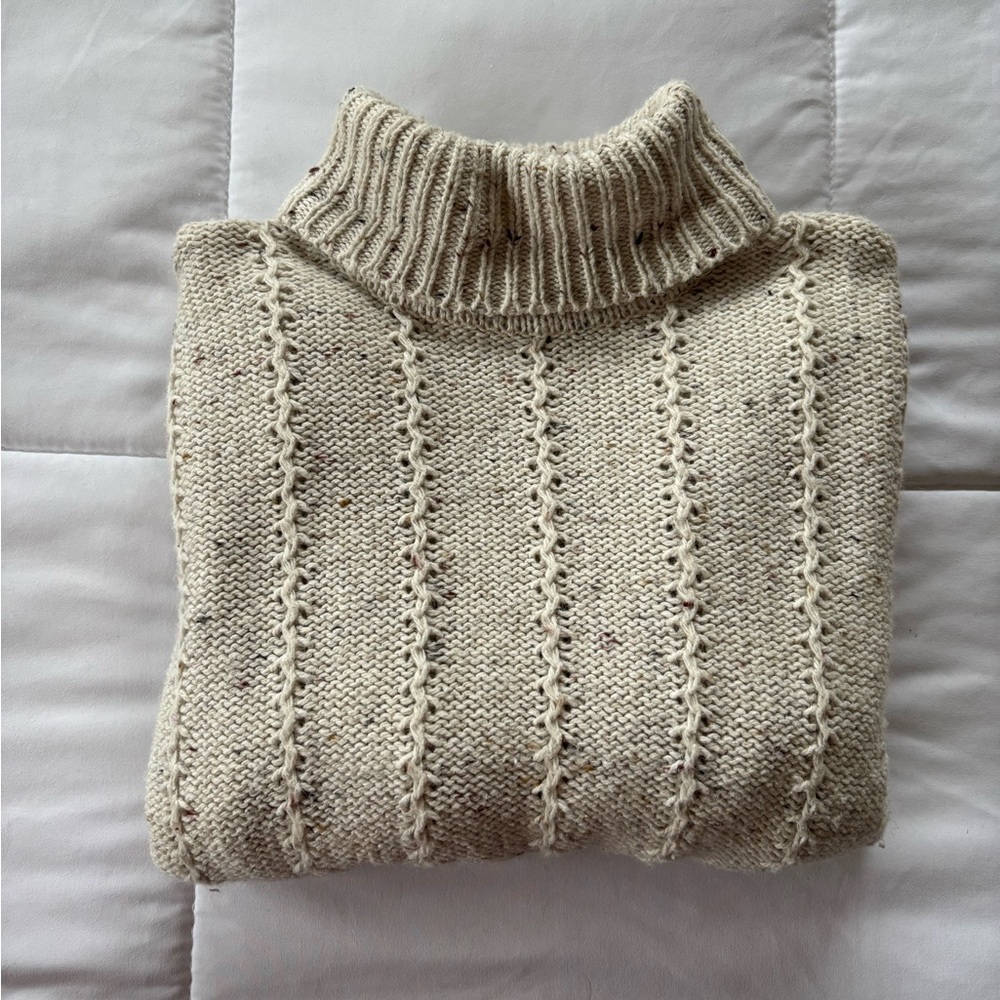 Dressbarn Textured Cream Turtleneck Sweater